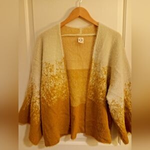 Anthropology Akemi + Kin Fuzzy Warm Cream & Mustard Open Cardigan (XL)
